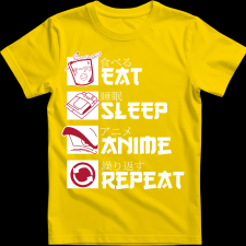 Createyou Eat, Sleep, Anime, Repeat - Férfi - Sárga - L férfi póló
