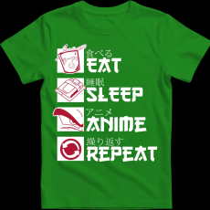 Createyou Eat, Sleep, Anime, Repeat - Férfi - Zöld - 3XL