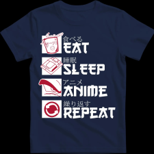 Createyou Eat, Sleep, Anime, Repeat - Gyermek - Sötétkék - S gyerek póló