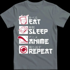 Createyou Eat, Sleep, Anime, Repeat - Gyermek - Szürke - L