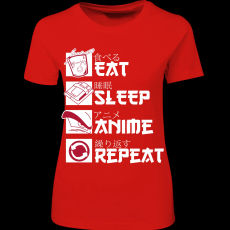 Createyou Eat, Sleep, Anime, Repeat - Női - Piros - XL