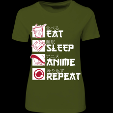 Createyou Eat, Sleep, Anime, Repeat - Női - Sötétzöld - XL