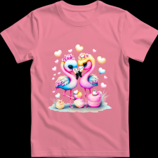 Createyou Flamingók, család - Gyermek , Pink , XL gyerek póló