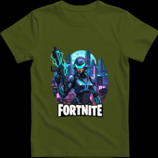 Createyou Fortnite egyedi póló 4 - Férfi - Sötétzöld - XL