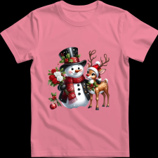 Createyou Hóember szarvassal - Gyermek - Pink - S gyerek póló