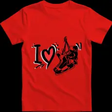 Createyou I love Hockey - Gyermek , Piros , L