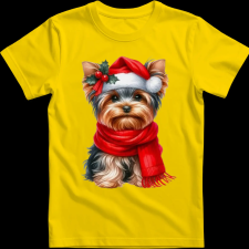 Createyou Karácsonyi Yorki - Férfi - Sárga - L férfi póló