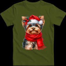 Createyou Karácsonyi Yorki - Férfi - Sötétzöld - S férfi póló