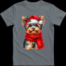 Createyou Karácsonyi Yorki - Férfi - Szürke - M férfi póló