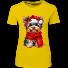 Createyou Karácsonyi Yorki - Női - Sárga - S női póló