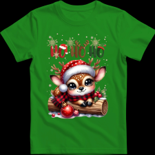Createyou Kicsi szarvas HoHoHo - Gyermek - Zöld - XS gyerek póló