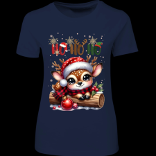 Createyou Kicsi szarvas HoHoHo - Női - Sötétkék - L női póló