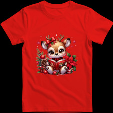 Createyou Kicsi szarvas olvas - Férfi - Piros - M férfi póló