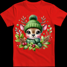 Createyou Kicsi szarvas zöldben - Férfi - Piros - 3XL