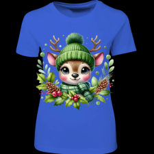 Createyou Kicsi szarvas zöldben - Női - Királykék - S női póló