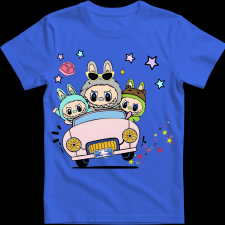 Createyou Labubu, autóval - Gyermek - Királykék - XS gyerek póló