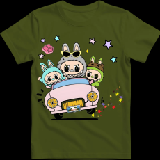 Createyou Labubu, autóval - Gyermek - Sötétzöld - S