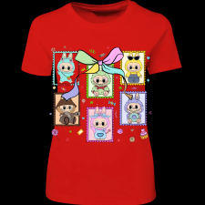 Createyou Labubu, bélyeg - Női - Piros - M női póló