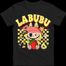 Createyou Labubu eperrel, sárga - Férfi - Fekete - 2XL férfi póló