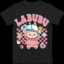 Createyou Labubu, rózsaszín - Férfi - Fekete - 2XL férfi póló