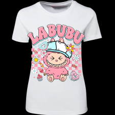 Createyou Labubu, rózsaszín - Női - Fehér - XL női póló