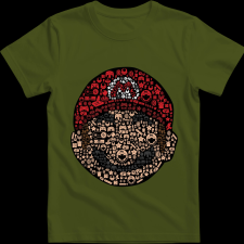 Createyou Mario - Férfi - Sötétzöld - XL férfi póló