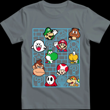 Createyou Mario figurák - Gyermek - Szürke - XS gyerek póló
