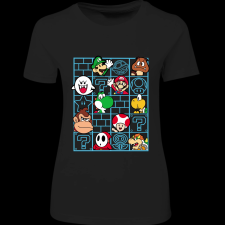 Createyou Mario figurák - Női - Fekete - L női póló