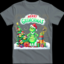 Createyou Merry Grinchmas - Gyermek - Szürke - L gyerek póló