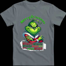 Createyou Merry Grinchmas, utálom - Gyermek - Szürke - XL gyerek póló
