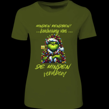 Createyou Minden rendben Grinch - Női - Sötétzöld - XL női póló