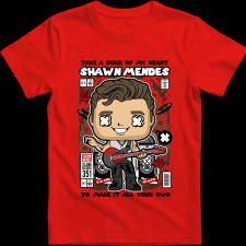Createyou Shawn Mendes - Gyermek - Piros - M gyerek póló