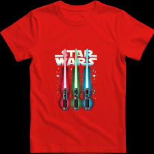Createyou Star Wars lézerkardok - Gyermek - Piros - XS gyerek póló