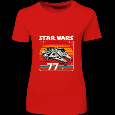 Createyou Star Wars Millennium Falcon '77 - Női - Piros - M női póló