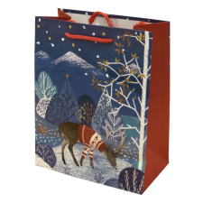 Creative Dísztasak CREATIVE Luxury M 18x23x10 cm karácsonyi havas mintás matt zsinórfüles ajándéktasak