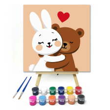 Creative Land Kft Állati szeretet - gyerek számfestő készlet – 40×40 cm (Keretre feszítve) kreatív és készségfejlesztő