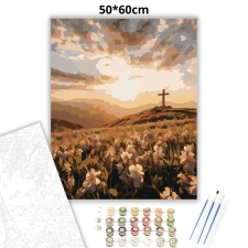 Creative Land Kft Aranyló kereszt - számfestő készlet – 50×60 cm (Keretre feszítve) kreatív és készségfejlesztő