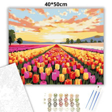 Creative Land Kft Aranyló tulipánsor - számfestő készlet – 40×50 cm (Keretre feszítve) kreatív és készségfejlesztő