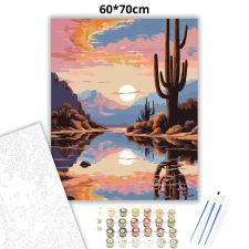 Creative Land Kft Békés kaktusz tükröződése - számfestő készlet – 60×70 cm (Keretre feszítve) kreatív és készségfejlesztő