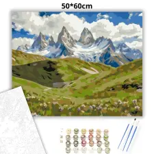 Creative Land Kft Felhős hegyvidék - számfestő készlet – 50×60 cm (Keret nélkül) kreatív és készségfejlesztő