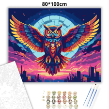 Creative Land Kft Futurisztikus színes bagoly - számfestő készlet – 80×100 cm (Keret nélkül) kreatív és készségfejlesztő