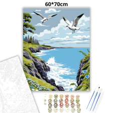 Creative Land Kft Hullámos sziklapart - számfestő készlet – 60×70 cm (Keretre feszítve) kreatív és készségfejlesztő