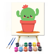 Creative Land Kft Integető kaktusz - gyerek számfestő készlet – 20×20 cm (Keretre feszítve) kreatív és készségfejlesztő