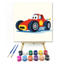 Creative Land Kft Kalandos versenyautó - gyerek számfestő készlet – 40×40 cm (Keretre feszítve) kreatív és készségfejlesztő