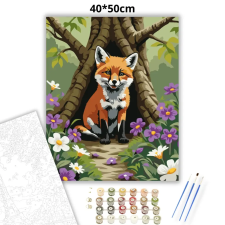 Creative Land Kft Kíváncsi rókakölyök - számfestő készlet – 40×50 cm (Keretre feszítve) kreatív és készségfejlesztő