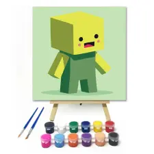 Creative Land Kft Kocka baba - gyerek számfestő készlet – 20×20 cm (Keretre feszítve) kreatív és készségfejlesztő