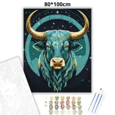 Creative Land Kft Kozmikus bika tekintete - számfestő készlet – 80×100 cm (Keretre feszítve) kreatív és készségfejlesztő