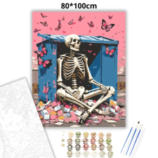 Creative Land Kft Magányos csontváz pillangókkal - számfestő készlet – 80×100 cm (Keretre feszítve) kreatív és készségfejlesztő