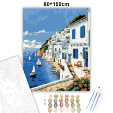 Creative Land Kft Mediterrán vitorlások - számfestő készlet – 80×100 cm (Keretre feszítve) kreatív és készségfejlesztő