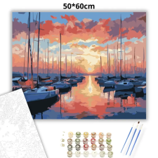Creative Land Kft Naplementés kikötő - számfestő készlet – 50×60 cm (Keretre feszítve) kreatív és készségfejlesztő
